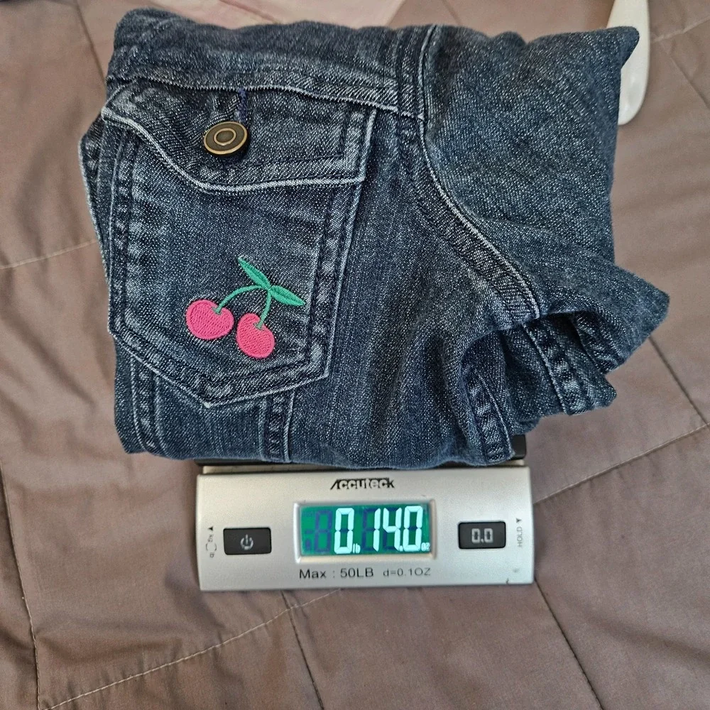 Hanna Andersson Girls Denim Jacket Size 5 110cm Cherry Cupcake Patch